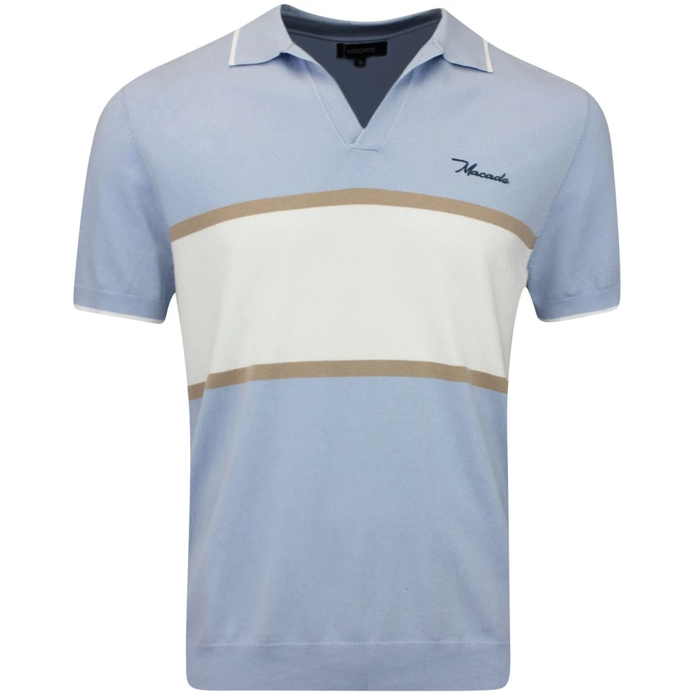 Macade Golf Shirt - Mac Intarsia Knitted Polo - Light Blue AW23 3 Macade Golf Shirt - Mac Intarsia Knitted Polo - Light Blue AW23
