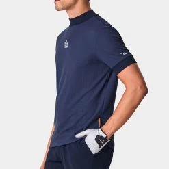 Macade Golf Shirt - Admiral Sportswear Mock Neck Polo - Navy AW23 -Fashion Golf macade admiral collaboration 0043 navyadmiralmockneckshirtweb2