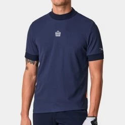 Macade Golf Shirt - Admiral Sportswear Mock Neck Polo - Navy AW23 -Fashion Golf macade admiral collaboration 0044 navyadmiralmockneckshirtweb1