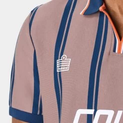 Macade Golf Shirt - Admiral Sportswear Stripe Polo - Light Brown AW23 20 Macade Golf Shirt - Admiral Sportswear Stripe Polo - Light Brown AW23 -Fashion Golf macade admiral collaboration 0064 stripedopencollaradmiralshirtweb5
