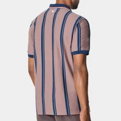 Macade Golf Shirt - Admiral Sportswear Stripe Polo - Light Brown AW23 18 Macade Golf Shirt - Admiral Sportswear Stripe Polo - Light Brown AW23 -Fashion Golf macade admiral collaboration 0066 stripedopencollaradmiralshirtweb3