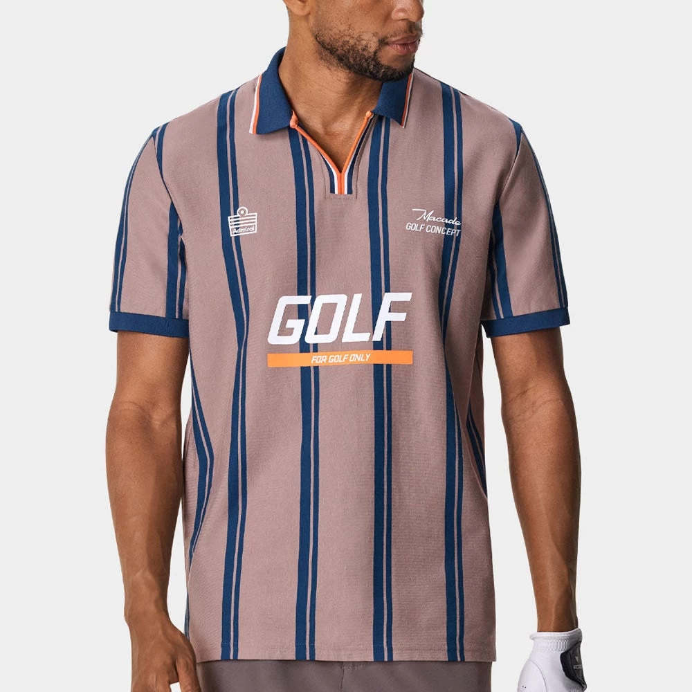 Macade Golf Shirt - Admiral Sportswear Stripe Polo - Light Brown AW23 7 Macade Golf Shirt - Admiral Sportswear Stripe Polo - Light Brown AW23 - Image 5