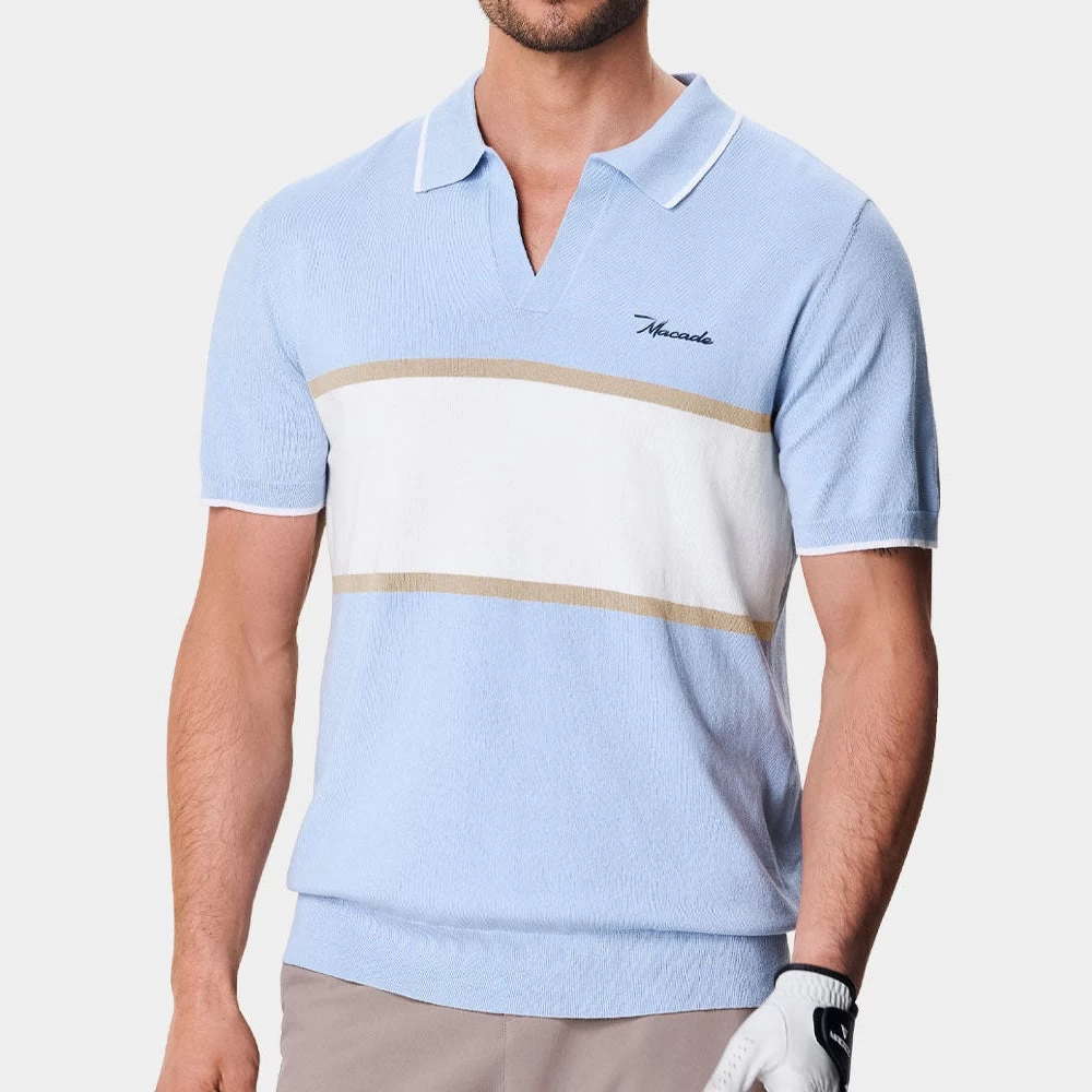 Macade Golf Shirt - Mac Intarsia Knitted Polo - Light Blue AW23 7 Macade Golf Shirt - Mac Intarsia Knitted Polo - Light Blue AW23 - Image 5