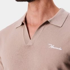 Macade Golf Shirt - Mac Knitted Polo - Brown AW23 -Fashion Golf macade golf 0016 4. mac beige 1296x