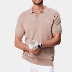 Macade Golf Shirt - Mac Knitted Polo - Brown AW23 -Fashion Golf macade golf 0019 1. mac beige 1296x