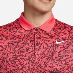 Nike Golf Shirt - NK DF Victory+ Print Polo - Ember Glow FA23 -Fashion Golf nike golf shirt nk df victory print polo ember glow fa23 dv8497 850 56