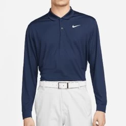 Nike Golf Shirt - NK DF Victory LS Polo - College Navy SS23 -Fashion Golf nike golf shirt victory ls solid polo aw22 01c