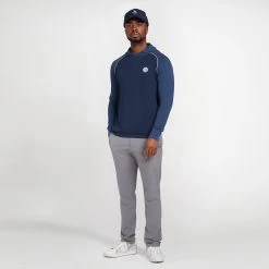 Original Penguin Golf Hoodie - Textured Knit - Black Iris SS23 -Fashion Golf oggsd059 413 original penguin golf hoodie performance pullover black iris ss23 f