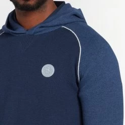 Original Penguin Golf Hoodie - Textured Knit - Black Iris SS23 -Fashion Golf oggsd059 413 original penguin golf hoodie performance pullover black iris ss23 g