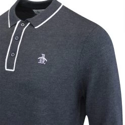 Original Penguin Golf Jumper - Earl Merino LS - Caviar AW23 9 Original Penguin Golf Jumper - Earl Merino LS - Caviar AW23 -Fashion Golf original penguin golf jumper earl merino sweater caviar aw23 01