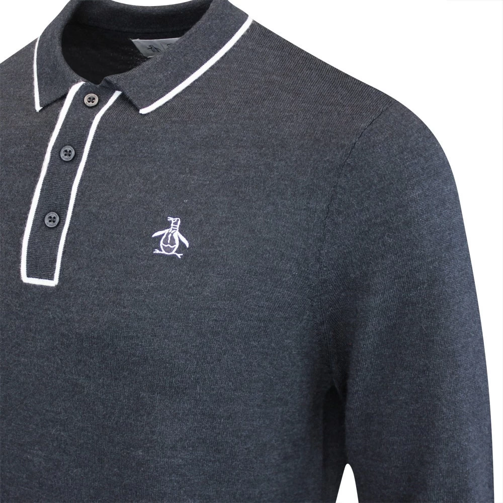 Original Penguin Golf Jumper - Earl Merino LS - Caviar AW23 6 Original Penguin Golf Jumper - Earl Merino LS - Caviar AW23 - Image 4
