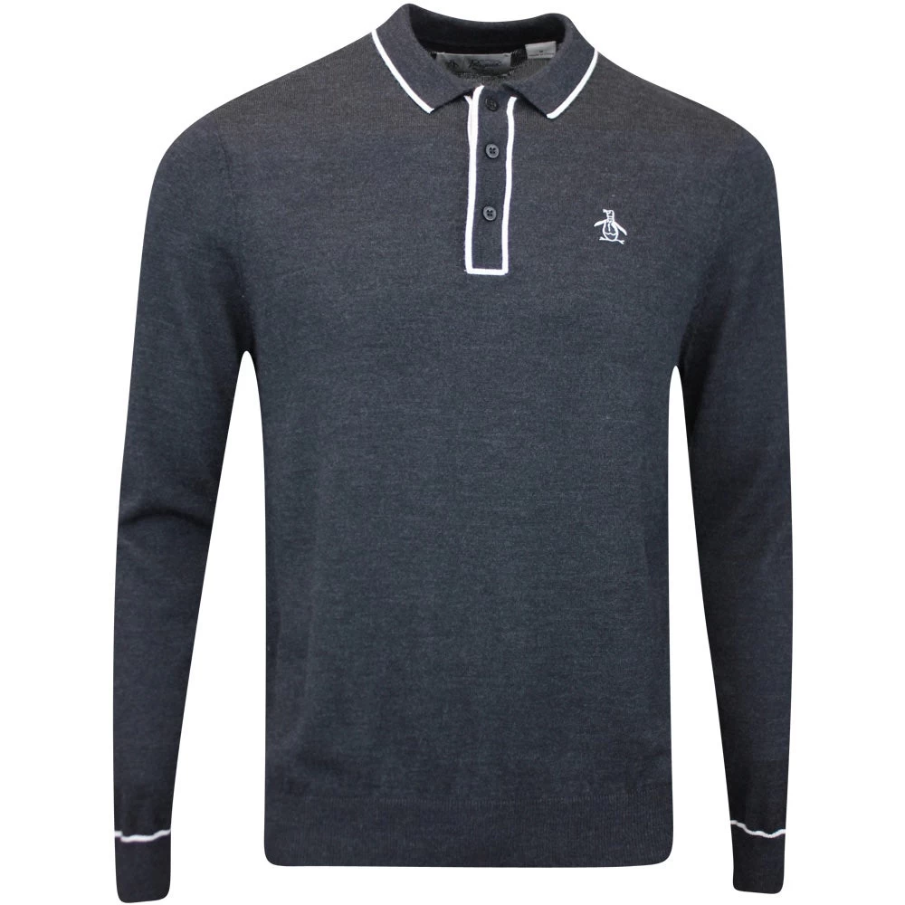 Original Penguin Golf Jumper - Earl Merino LS - Caviar AW23 3 Original Penguin Golf Jumper - Earl Merino LS - Caviar AW23