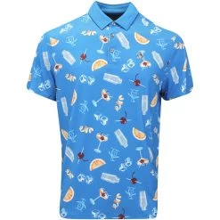 Original Penguin Golf Shirt - Cocktail Motif Polo - Med. Blue AW23