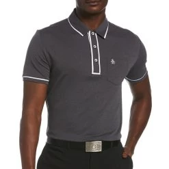 Original Penguin Golf Shirt - Performance Earl - Caviar AW23 -Fashion Golf original penguin golf shirt performance earl ss22 04b