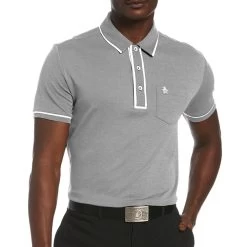 Original Penguin Golf Shirt - Performance Earl - Asphalt AW23 -Fashion Golf original penguin golf shirt performance earl ss22 05b