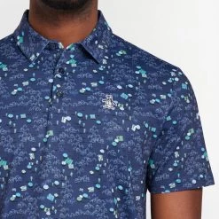 Original Penguin Golf Shirt - PITP Print - Astral Night SS23 -Fashion Golf original penguin golf shirt pitp print astral night ss23 ogksd016 401 1