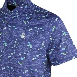 Original Penguin Golf Shirt - PITP Print - Astral Night SS23 -Fashion Golf original penguin golf shirt pitp print astral night ss23 ogksd016 401 c