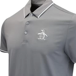 Original Penguin Golf Shirt - Tour Heritage Polo - Quiet Shade AW23 -Fashion Golf original penguin golf shirt tour heritage polo quiet shade aw23 ogksd008 039 89