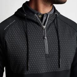 Peter Millar Golf Hoodie - Hyperlight Weld Hybrid HZ - Black SS23 -Fashion Golf peter millar golf hoodie hyperlight weld hybrid hz black ss23 ms23ez53b blk o