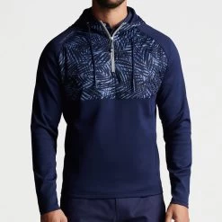 Peter Millar Golf Hoodie - Hyperlight Weld Hybrid HZ - Navy SS23 -Fashion Golf peter millar golf hoodie hyperlight weld hybrid hz navy ss23 ms23ez53a nav m
