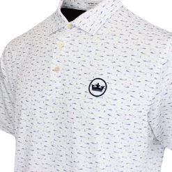 Peter Millar Golf Shirt - Cypress Print Polo - White AW23 -Fashion Golf peter millar golf shirt cypress print polo white aw23 mf23ek13s wht 45