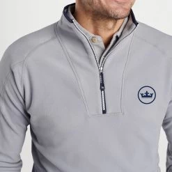 Peter Millar Golf Pullover - Thermal Micro Fleece QZ - Gale Grey AW23 -Fashion Golf peter millar model shot 0000s 0024 mf23ez38 gale alt z
