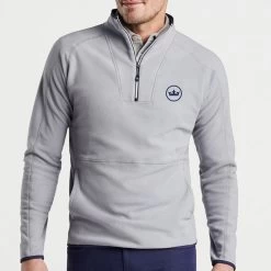 Peter Millar Golf Pullover - Thermal Micro Fleece QZ - Gale Grey AW23 -Fashion Golf peter millar model shot 0000s 0028 mf23ez38 gale alt a