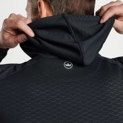 Peter Millar Golf Pullover - Pine Performance Hoodie - Black AW23 -Fashion Golf peter millar model shot 0000s 0031 mf23ek45a blk alt d