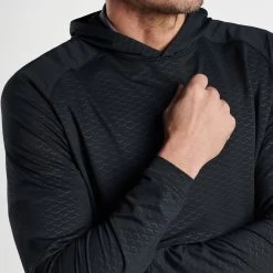 Peter Millar Golf Pullover - Pine Performance Hoodie - Black AW23 -Fashion Golf peter millar model shot 0000s 0032 mf23ek45a blk alt c
