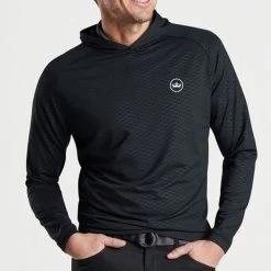 Peter Millar Golf Pullover - Pine Performance Hoodie - Black AW23 -Fashion Golf peter millar model shot 0000s 0034 mf23ek45a blk alt a
