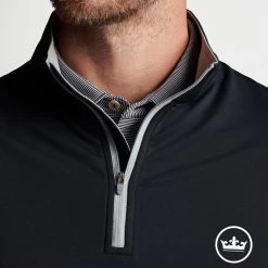 Peter Millar Golf Pullover - Perth Stretch QZ - Black AW23 -Fashion Golf peter millar model shot 0000s 0041 me0ek40 blk alt z