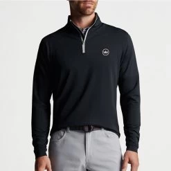 Peter Millar Golf Pullover - Perth Stretch QZ - Black AW23 -Fashion Golf peter millar model shot 0000s 0043 me0ek40 blk alt a