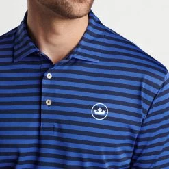 Peter Millar Golf Shirt - Baldwin Stripe Polo - Navy - Sapphire AW23 16 Peter Millar Golf Shirt - Baldwin Stripe Polo - Navy - Sapphire AW23 -Fashion Golf peter millar model shot 0000s 0064 mf23ek60s nsph alt z