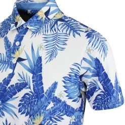 PUMA Golf Shirt - Cloudspun Aloha Polo - White - Festive Blue AW23 -Fashion Golf puma golf cloudspun aloha polo white glow festive blue 62155604 aw23 61