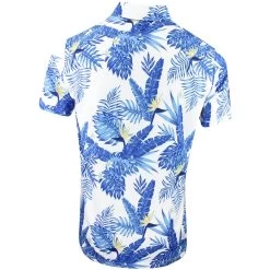 PUMA Golf Shirt - Cloudspun Aloha Polo - White - Festive Blue AW23 -Fashion Golf puma golf cloudspun aloha polo white glow festive blue 62155604 aw23 62