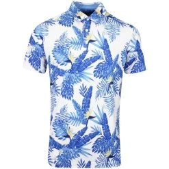 PUMA Golf Shirt - Cloudspun Aloha Polo - White - Festive Blue AW23