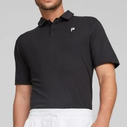 PUMA Golf Shirt - PTC Cloudspun Polo - Black AW23 -Fashion Golf puma golf shirt ptc cloudspun polo black ss23 539201 02 1