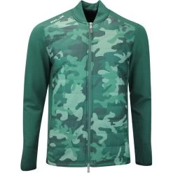 RLX Golf Jacket - Camo Quilted Coolwool Bomber - Moss Agate AW23