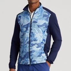 RLX Golf Jacket - Camo Quilted Coolwool - Mid Blue SS23 -Fashion Golf rlx golf jacket camo quilted coolwool mid blue ss23 785899289001 b