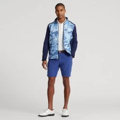 RLX Golf Jacket - Camo Quilted Coolwool - Mid Blue SS23 -Fashion Golf rlx golf jacket camo quilted coolwool mid blue ss23 785899289001 e