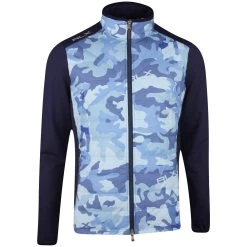RLX Golf Jacket - Camo Quilted Coolwool - Mid Blue SS23