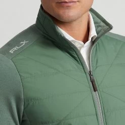 RLX Golf Jacket - Quilted Coolwool FZ - Fatigue Green AW23 -Fashion Golf rlx golf jacket quilted coolwool fz fatigue green aw23 2