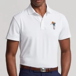 RLX Golf Shirt - Airtech Bear Logo Polo - Ceramic White AW23 -Fashion Golf rlx golf shirt airtech bear logo polo ceramic white aw23 785915864001 66