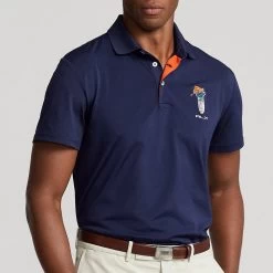 RLX Golf Shirt - Airtech Bear Logo Polo - Refined Navy AW23 -Fashion Golf rlx golf shirt airtech bear logo polo refined navy aw23 785915864002 70